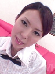 Rino Asuka Asian in office outfit rubs dick with hands and feet - Japarn porn pics at JapHole.com