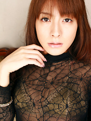 Rika Kawamura Asian shows cunt in spider lace crotchless outfit - Japarn porn pics at JapHole.com