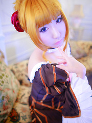 Saku Asian is such perfect blonde doll in fantastic epoque dress - Japarn porn pics at JapHole.com