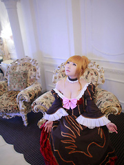 Saku Asian is such perfect blonde doll in fantastic epoque dress - Japarn porn pics at JapHole.com