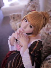 Saku Asian is such perfect blonde doll in fantastic epoque dress - Japarn porn pics at JapHole.com