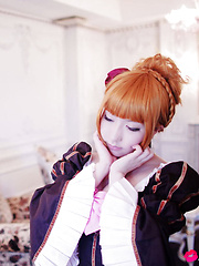 Saku Asian is such perfect blonde doll in fantastic epoque dress - Japarn porn pics at JapHole.com