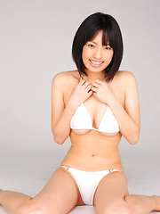 An Mashiro Asian shows sexy curves in white lingerie for pics - Japarn porn pics at JapHole.com