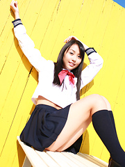 Miyu Watanabe Asian in school uniform loves rubbing cunt of ball - Japarn porn pics at JapHole.com