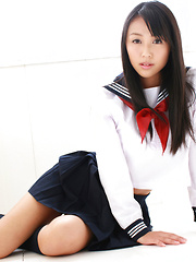 Miyu Watanabe Asian in school uniform loves rubbing cunt of ball - Japarn porn pics at JapHole.com