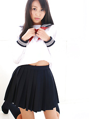 Miyu Watanabe Asian in school uniform loves rubbing cunt of ball - Japarn porn pics at JapHole.com