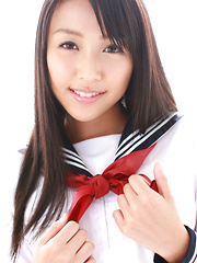 Miyu Watanabe Asian in school uniform loves rubbing cunt of ball - Japarn porn pics at JapHole.com