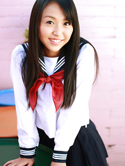 Miyu Watanabe Asian in school uniform loves rubbing cunt of ball - Japarn porn pics at JapHole.com