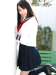 Miyu Watanabe Asian in school uniform loves rubbing cunt of ball - Japarn porn pics at JapHole.com